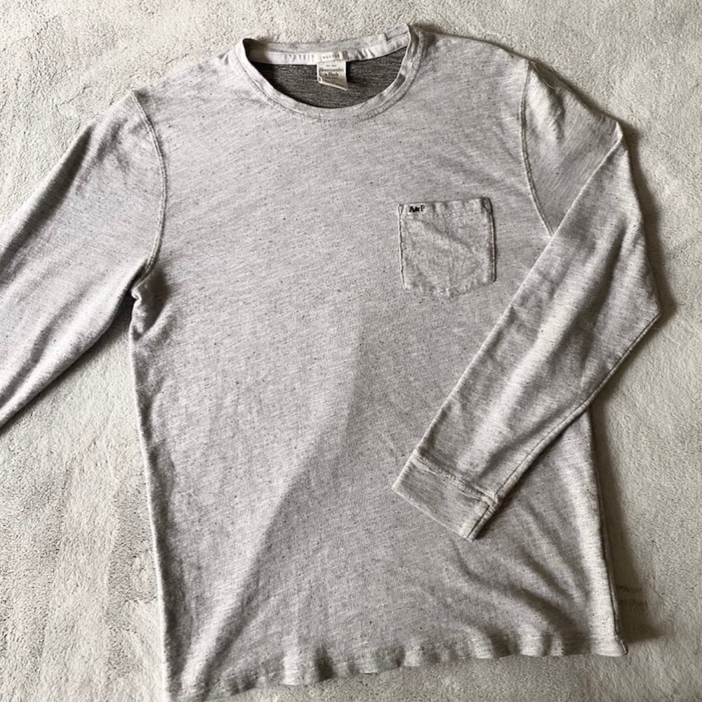 Grey Long Sleeve Abercrombie & Fitch Muscle Shirt